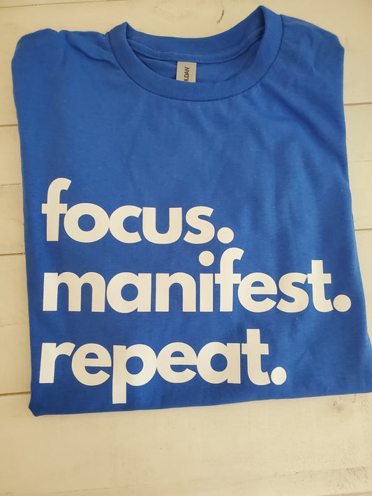 Royal Blue tshirt focus manifest repeat